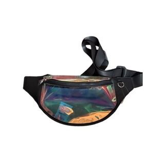 Steve Madden holographic, iridescent belt sling bag